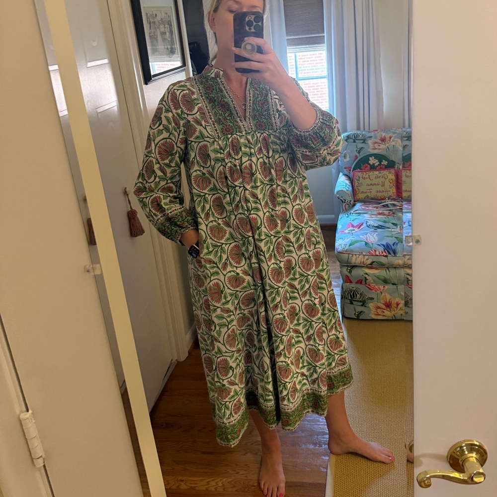 Victoria Dunn East Bay Paisley Pink & Green Maxi Dress